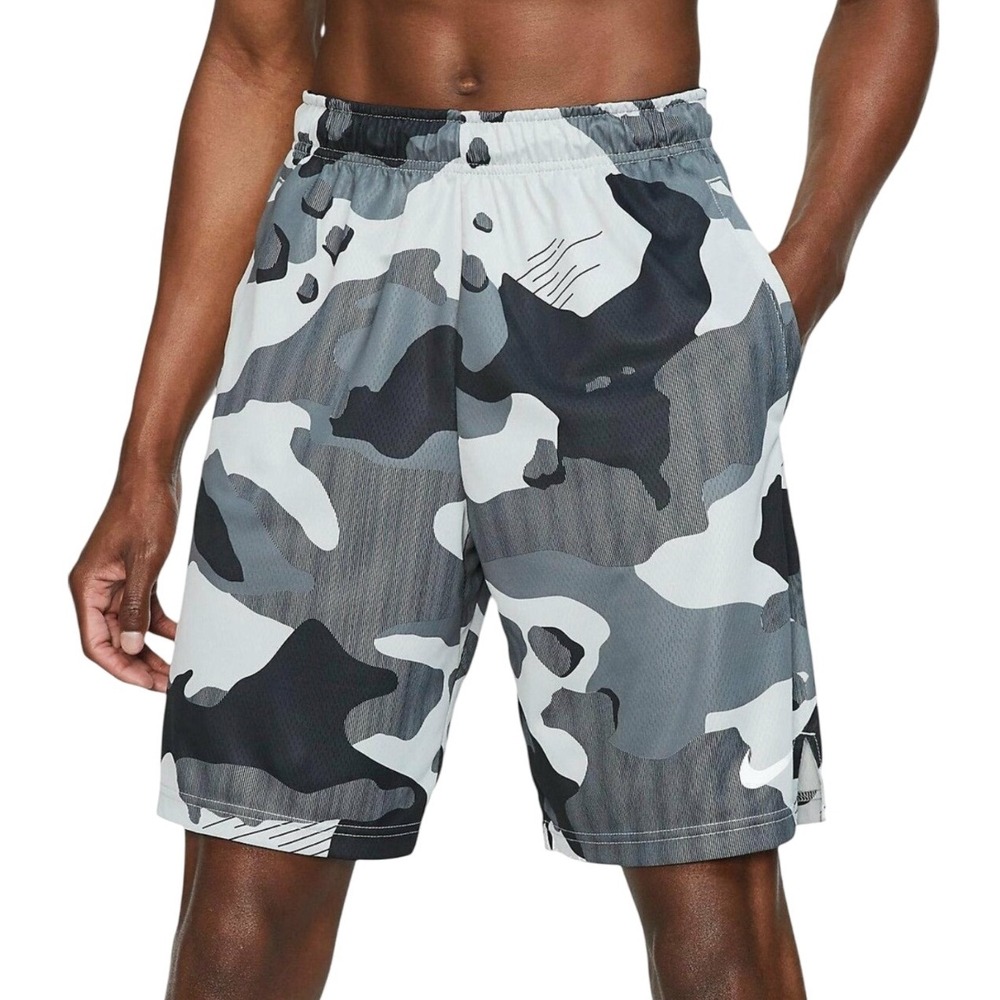 Nike Men's Camouflage Print Athletic Shorts Gray Black‎ White Size Medium